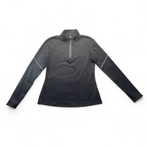 Fabletics LARGE Trinity Cold Weather Jacket Black Running Jogging Zip Up Stretch